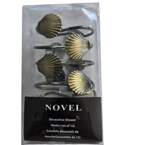 🆕️ Seashell Shower Curtain Hook Set  10 Gold Tone Metal Nautical Bathroom Decor